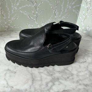 Hirohito Maki Atelier.  Gomme shark sole platform slingback loafers